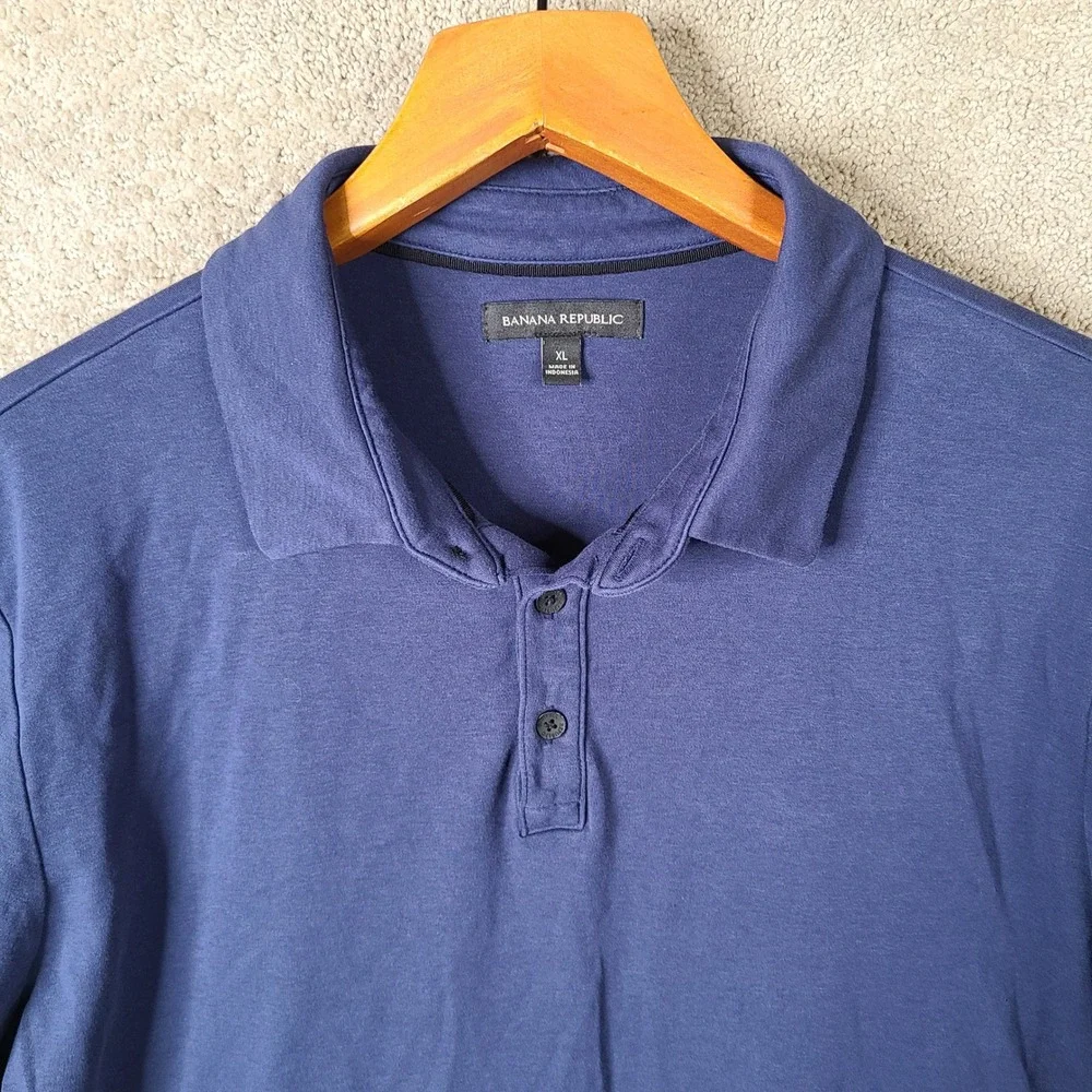 Banana Republic Polo Mens XL Blue Polo Short Sleeve‎ 100% Cotton Casual